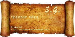 Spiczer Géza névjegykártya